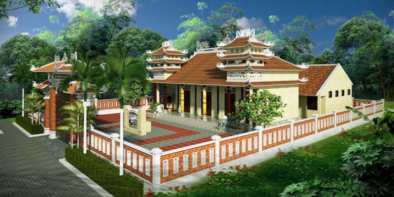Mẫu hàng rào nhà thờ họ bằng tường bao kín có hoa văn phía trên